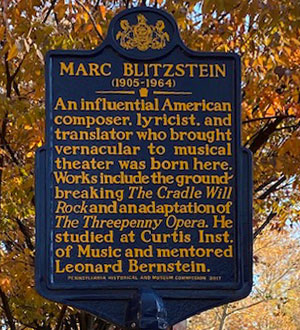 Marc Blitzstein Historic Marker